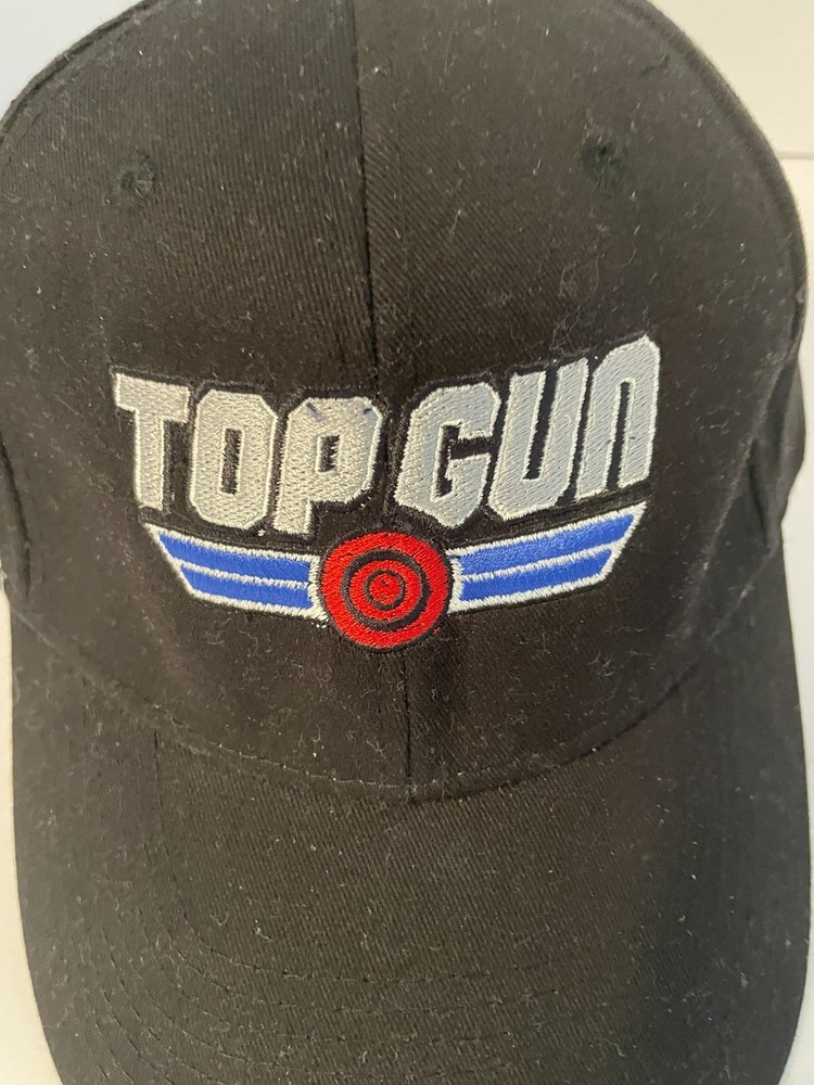 Top Gun Embroidered Baseball Cap Black Adjustable Strap Back Hat Unisex