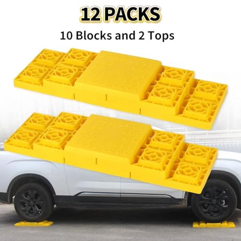 12 Pack RV Leveling Blocks Stackable Interlocking Pads Travel Trailers W/ Bag US