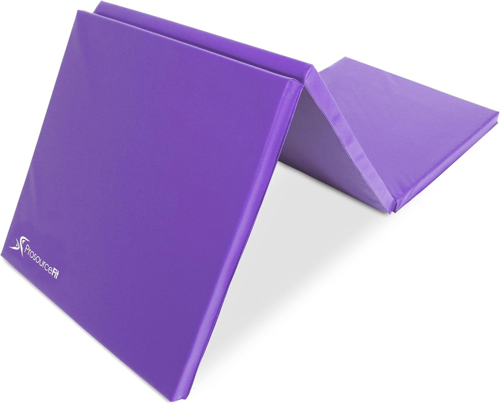 Prosource Tri-Fold Folding Thick Exercise Mat 6’X2’ with Carrying Handles for MM