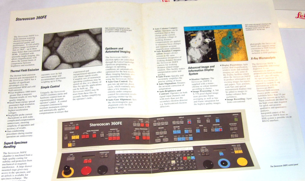 VINTAGE 1994 LEICA SCANNING ELECTRON MICROSCOPE BROCHURE/SPECIFICATIONS/QUOTE+++