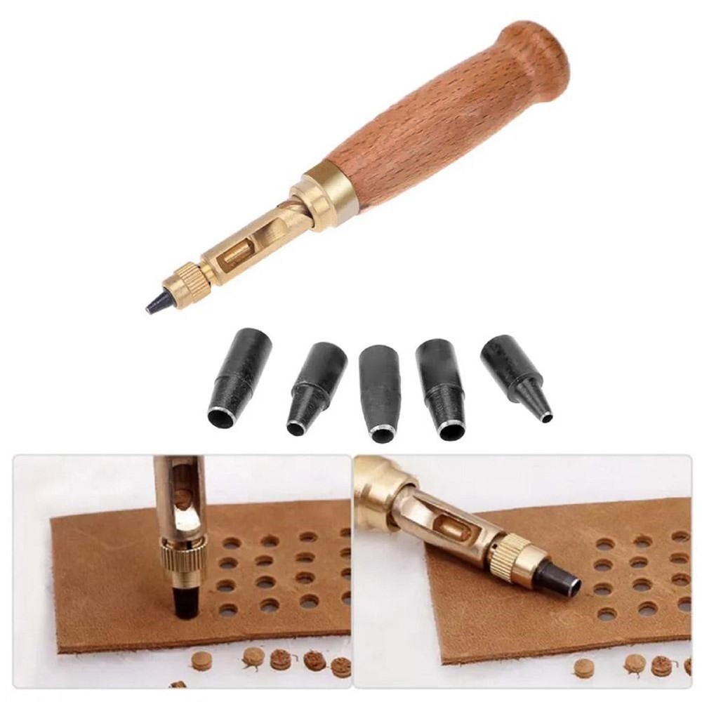 Adjustable Automatic Belts Screw Hole Puncher 1.5-4mm Leather With Punches