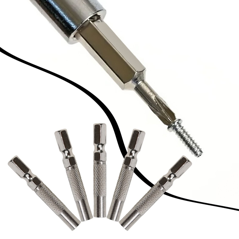 Silver 6.35mm 1/4\" Insert Bit Adapter 5PCS Hex 6.35mm Electric Screwdriver