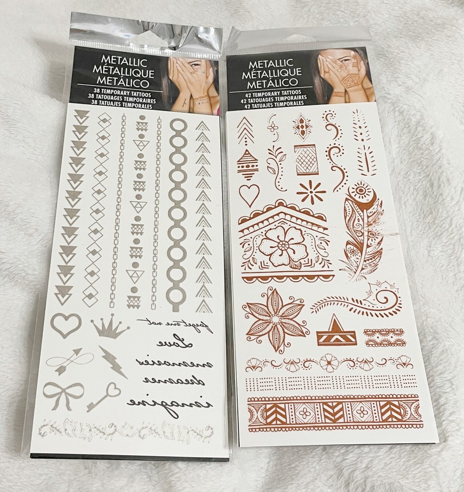Savvi Stuff, Metallic Temporary Tattoos, Bronze and Silver Designs