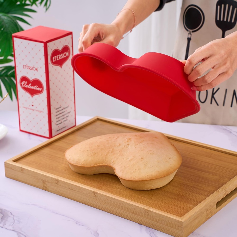 Silicone Heart Shaped Cake Pans 10 Inch 2 Pack