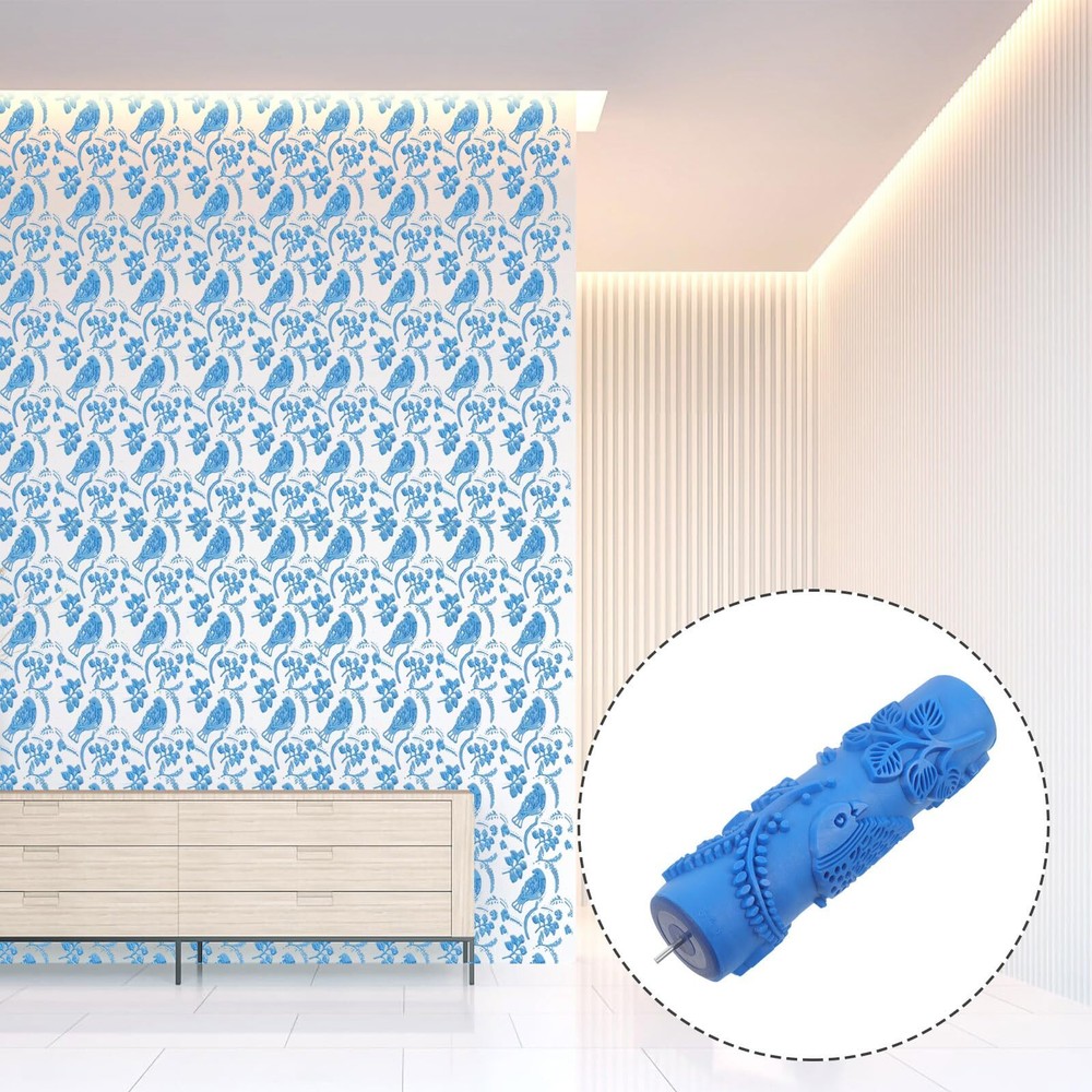 jojofuny 7'' Decorative Rubber Paint Roller with Design Patterns for DIY Wall...