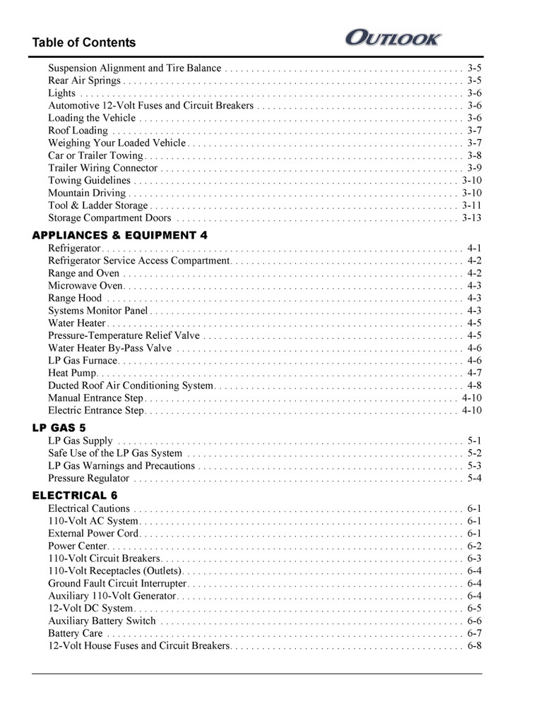 2006 Winnebago Outlook Home Owners Operation Manual User Guide Coil Bound