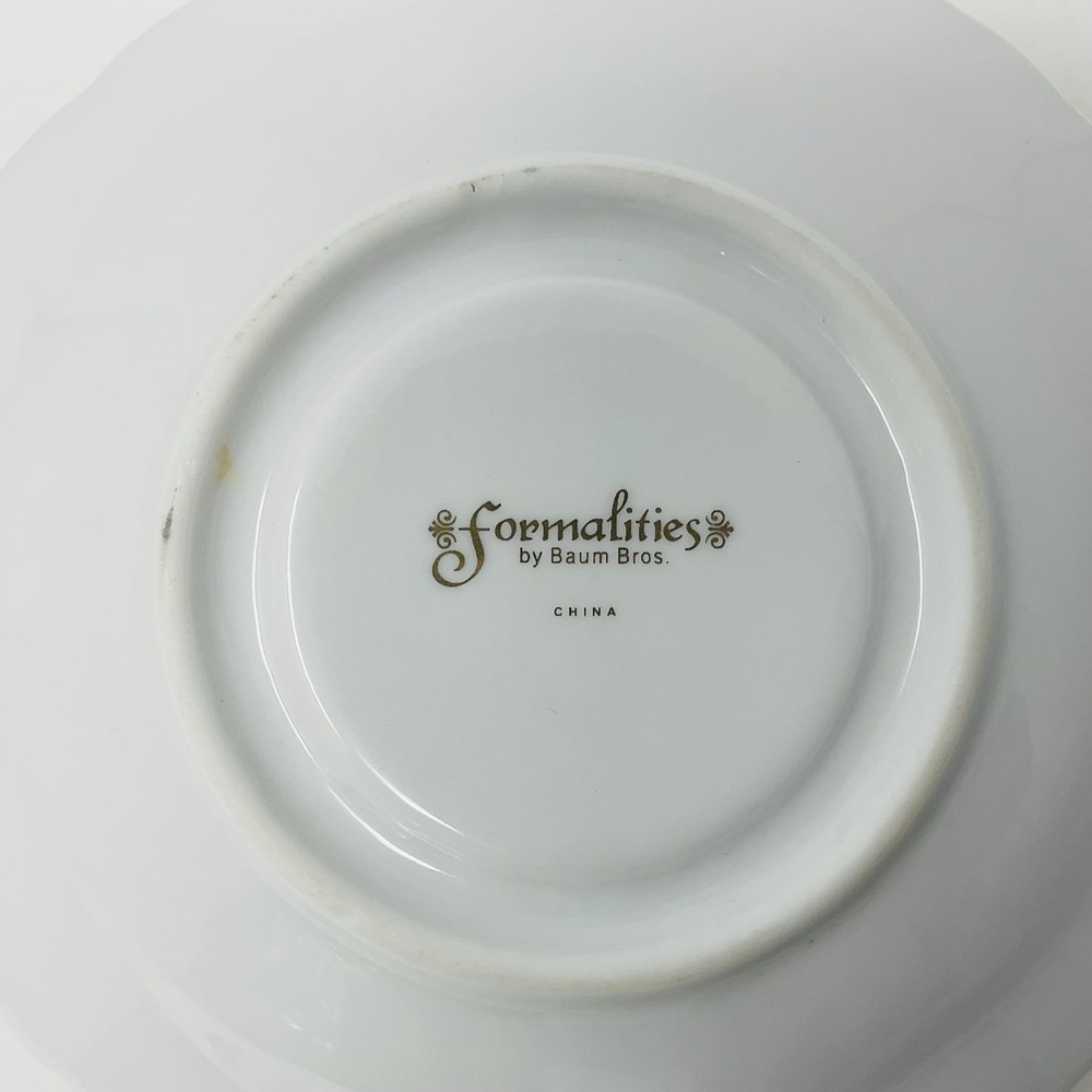 Baum Bros Formalities Night Light Tea Cup & Saucer Fruit Pattern Gold Rim Dining