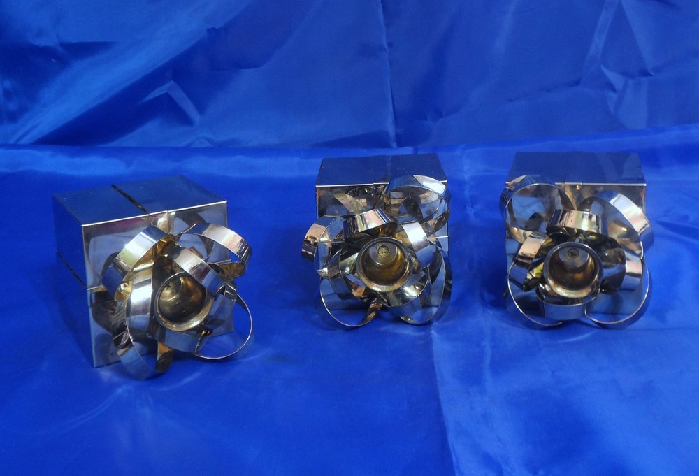 Silver Plate Candle Holders Holiday Gift Set of 3