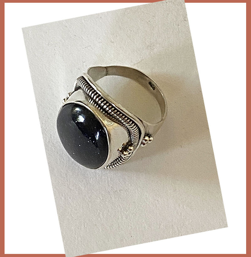 Artisan Created Hand Crafted Natural Black Onyx Sterling Silver Ring from India!
