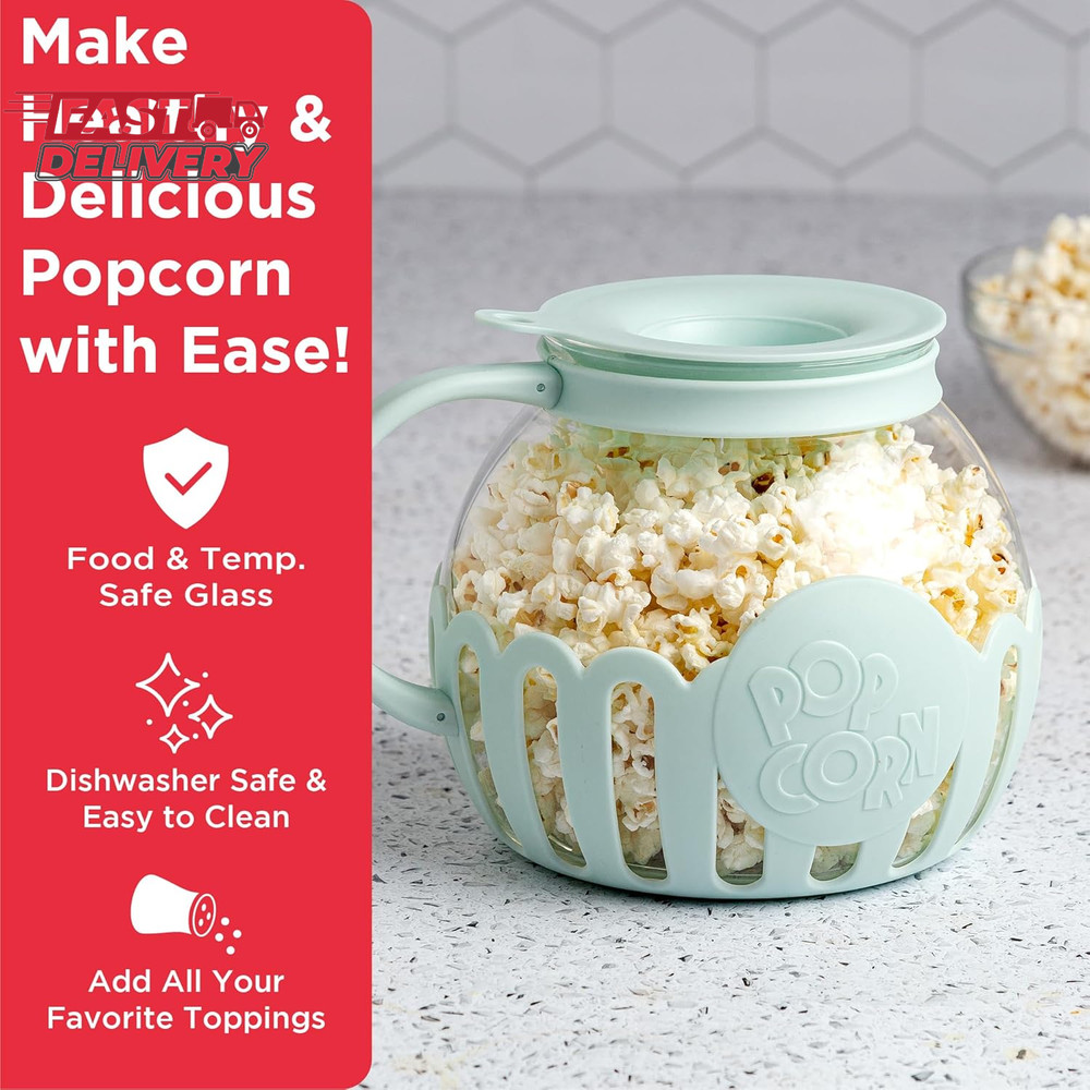 Ecolution Patented Micro-Pop Microwave Popcorn Popper with Temperature Safe Glas