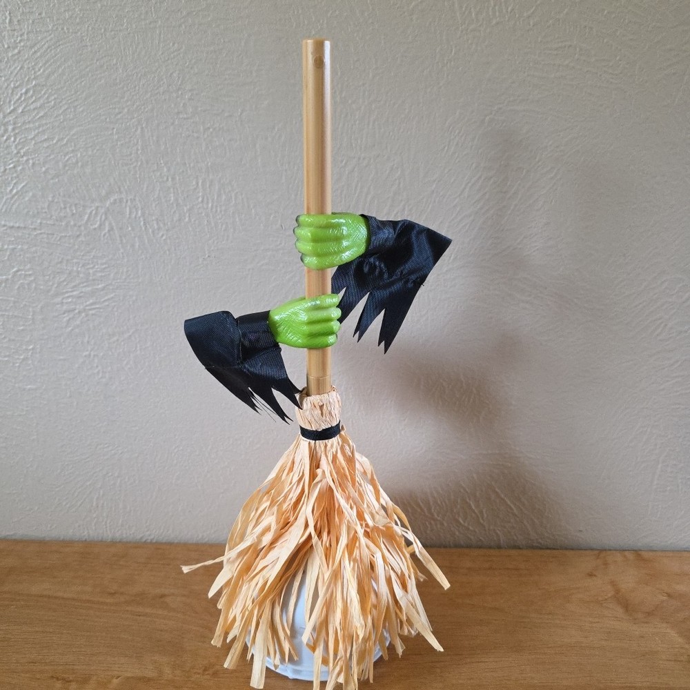 Halloween Decor Tabletop Motorized Dancing Witches Broom Eery Sounds Uni-Pro 16"