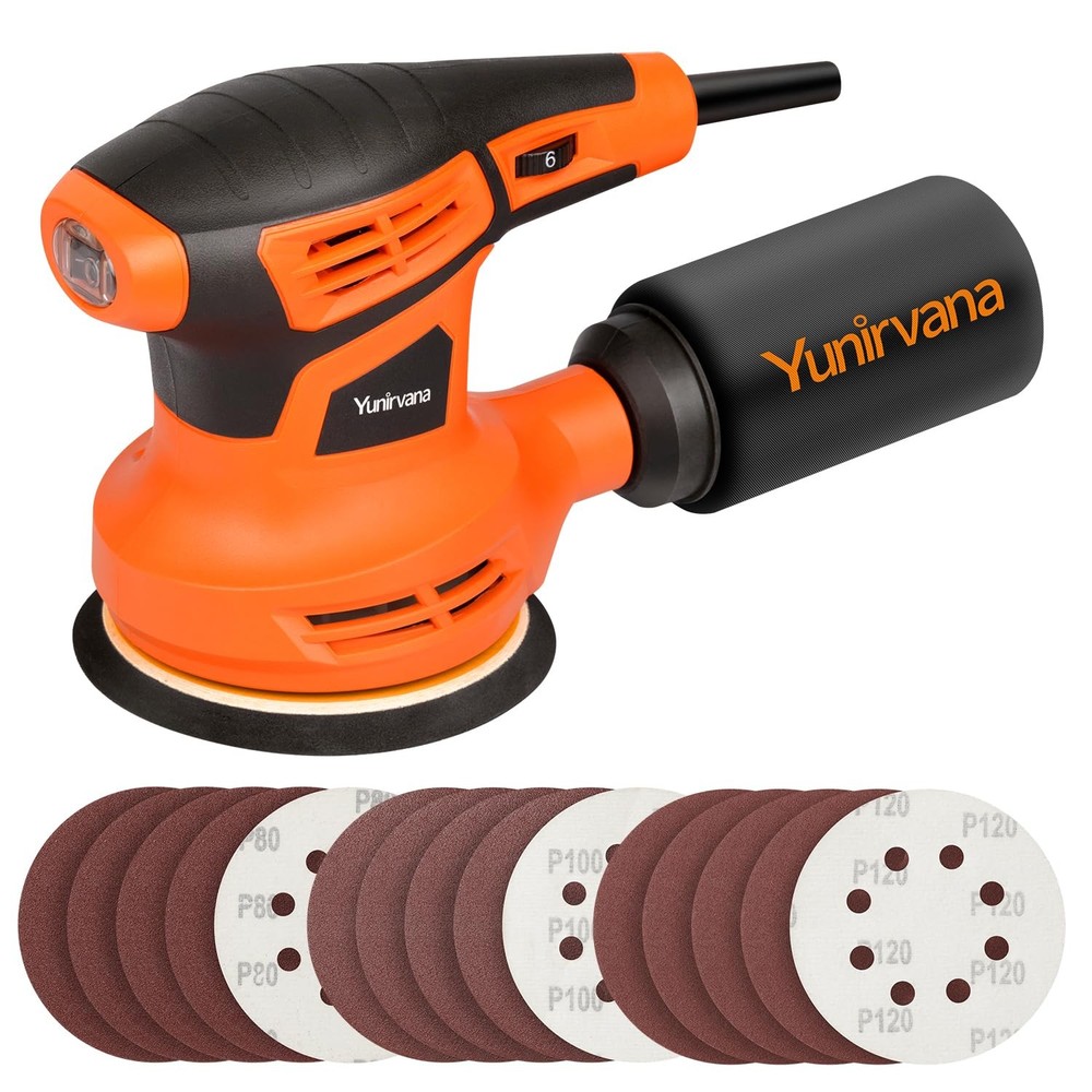 Orbital Sander,2.4Amp 13000 OPM Random-Orbit Sanders 6 Variable Speeds with 1...