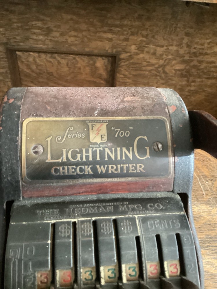 Check Writer Machine Antique F&E Lightning 700 Check Protector