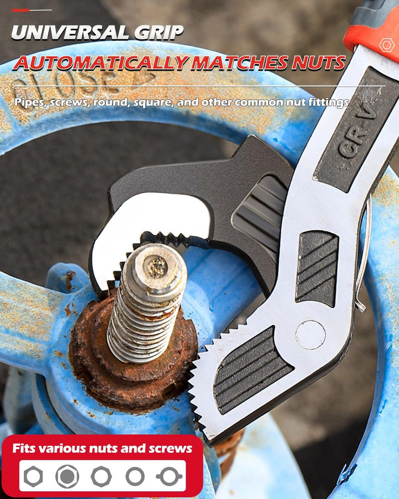 Heavy-Duty Adjustable Self-Locking Pipe Wrench Set, 6" & 10" (2Pcs)