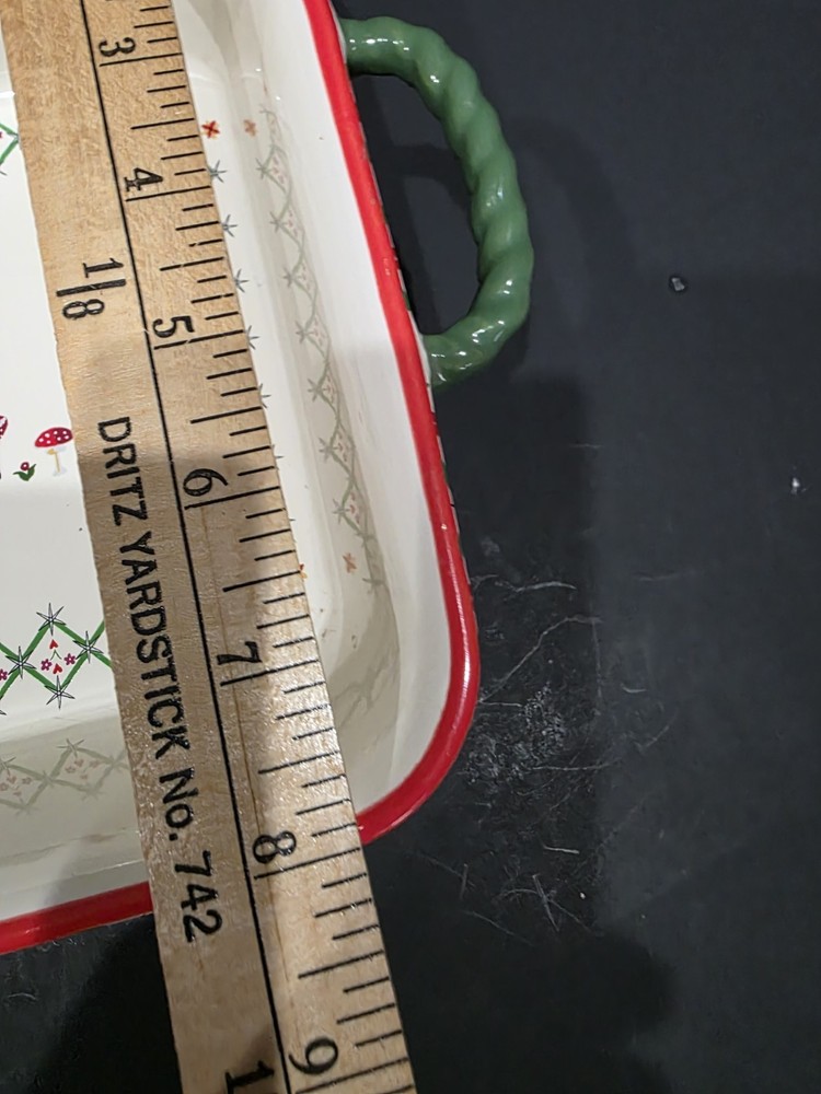 Cath Kidston London Ceramic Rectangular Roasting Dish Christmas Scene Heart Star