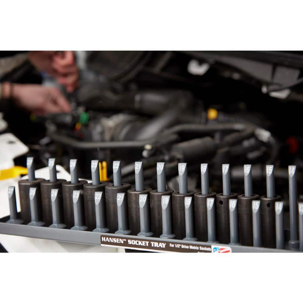 Hansen 1/2 in. Drive Metric Socket Storage Tray ABS Plastic 34 Socket Holder