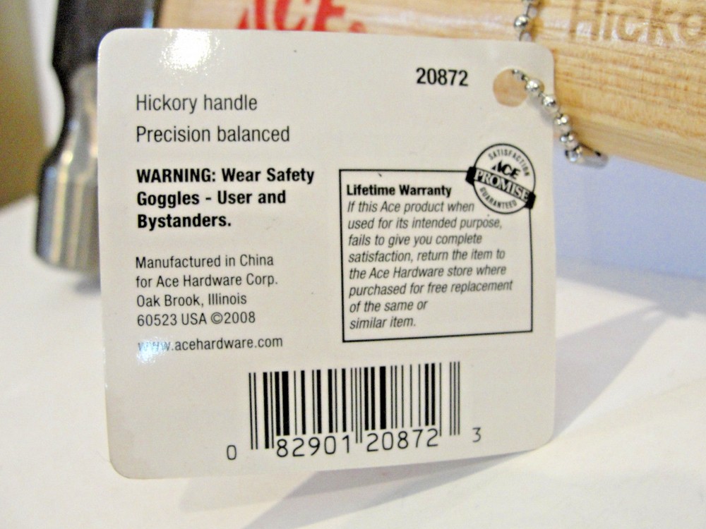 ACE 20-oz. Hickory Rip Hammer, # 20872