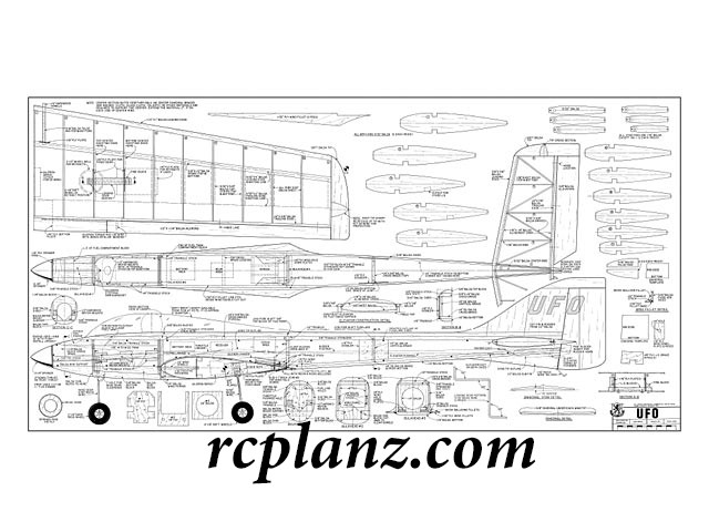 R/C AIRPLANE PLANS & PATTERNS: UFO 66" Wingspan - 5ch RC Sport Pattern Plane