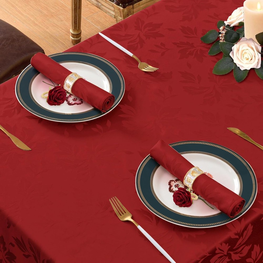 Jacquard Rectangle Tablecloth Waterproof Damask Floral Decorative Table Cloths