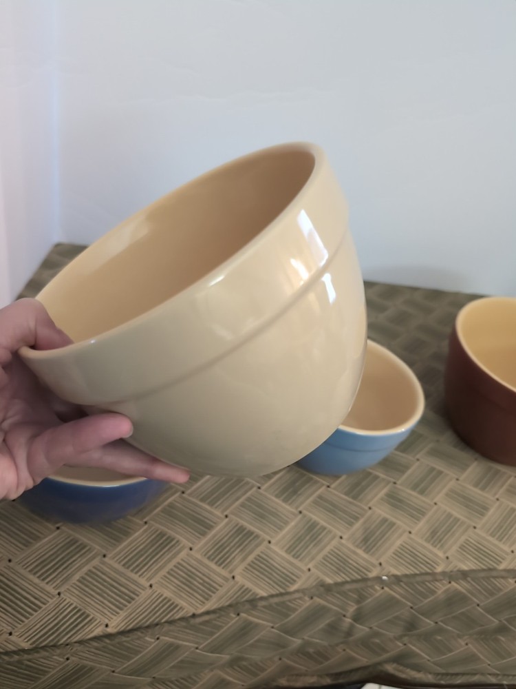 (4) Stackable Stoneware Mixing Bowls