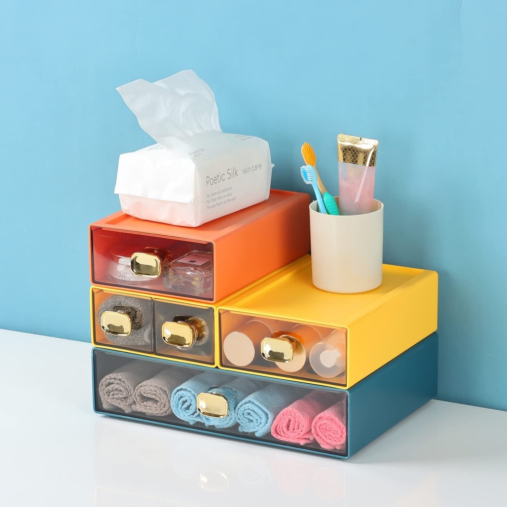 Spacious Desktop Storage Box, 2 Large Storage Drawers, Stackable Office Desk ...