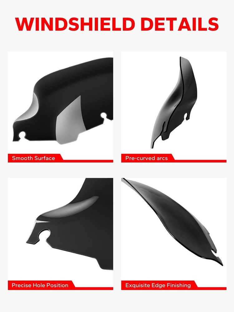Amazicha Black 8" Wave Windshield Windscreen Compatible for 8",