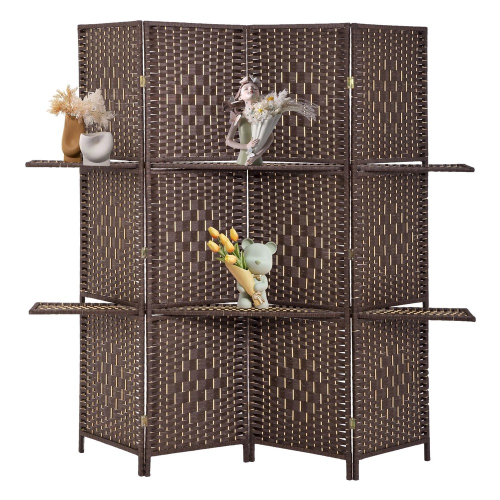 Room Divider 4 Panel Room Screen Divider Wooden Screen Folding Portable Parti...
