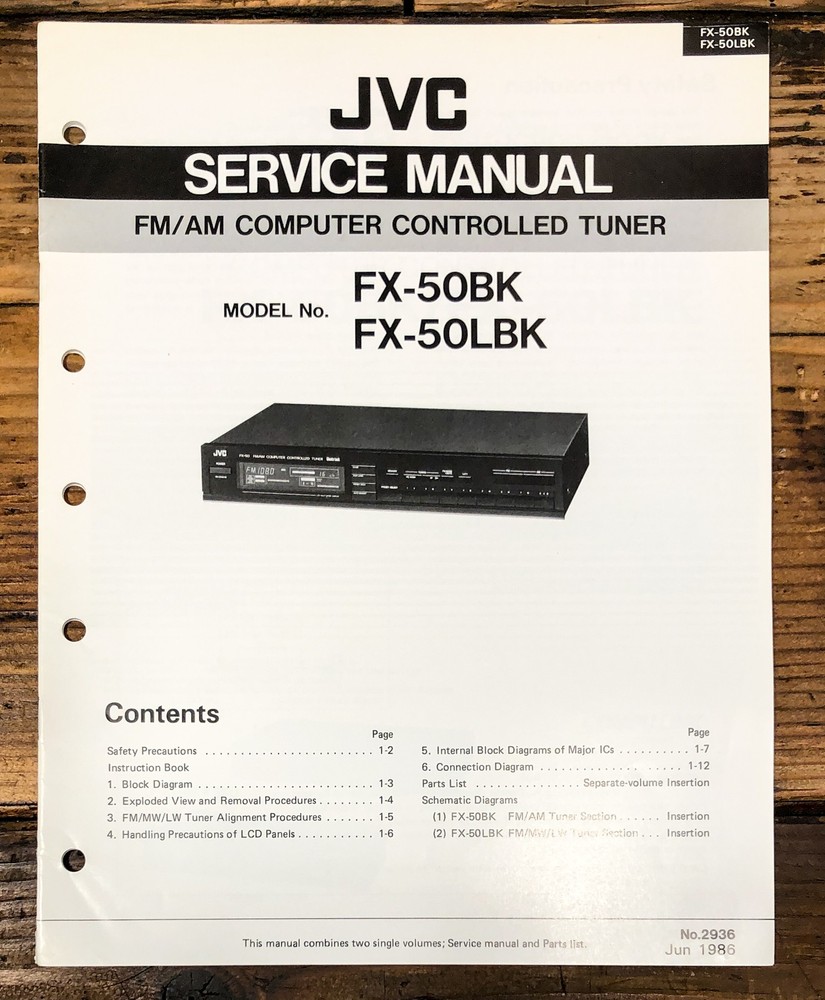 JVC FX-50 Tuner Service Manual *Original*