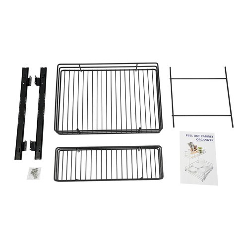 2-Tier Pull-out Cabinet Storage Rack, Sliding Out Storage Rack Under Sink, Black