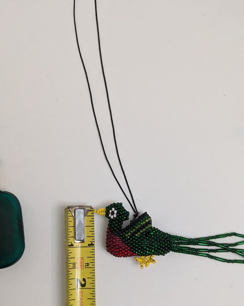 Emerald Green Decorative Bottle And Beaded Hanging Bird