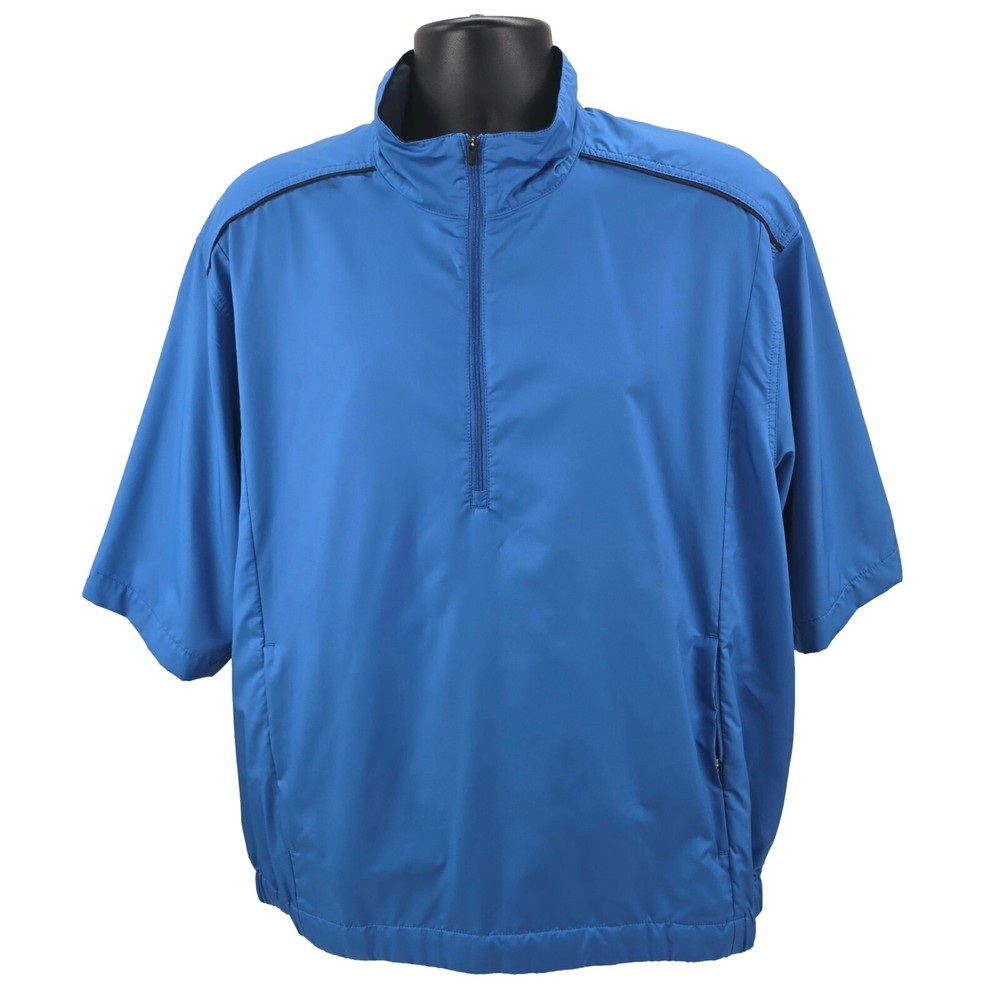 Nike Golf Mens Large Pullover Blue Performance Windbreaker 1/2 Zip Short Sleeve