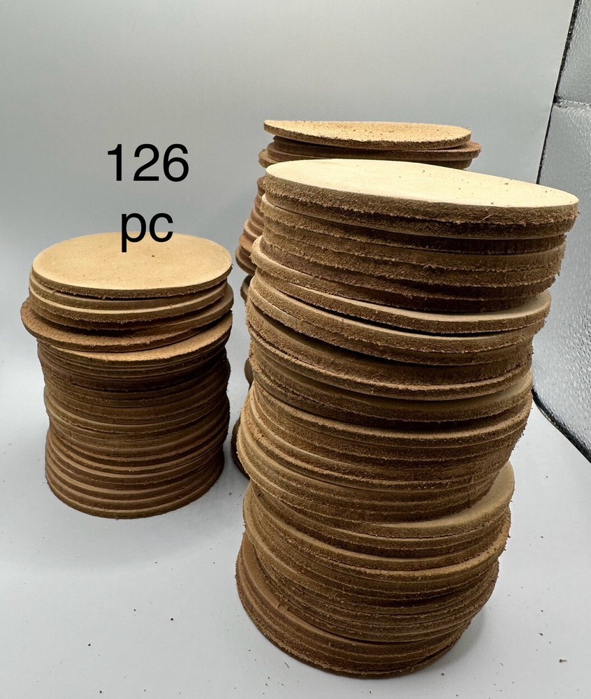 3 Inch Natural Leather Die Cut Coasters Blanks  ( 126 Pc)