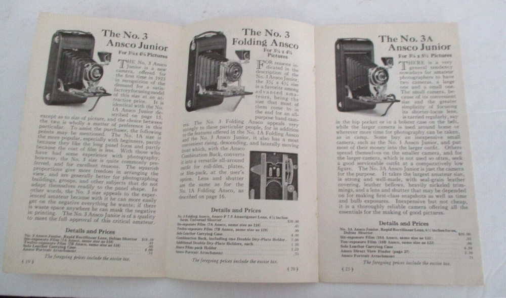 1923 ANSCO CAMERAS and REQUISITES Catalog Brochure