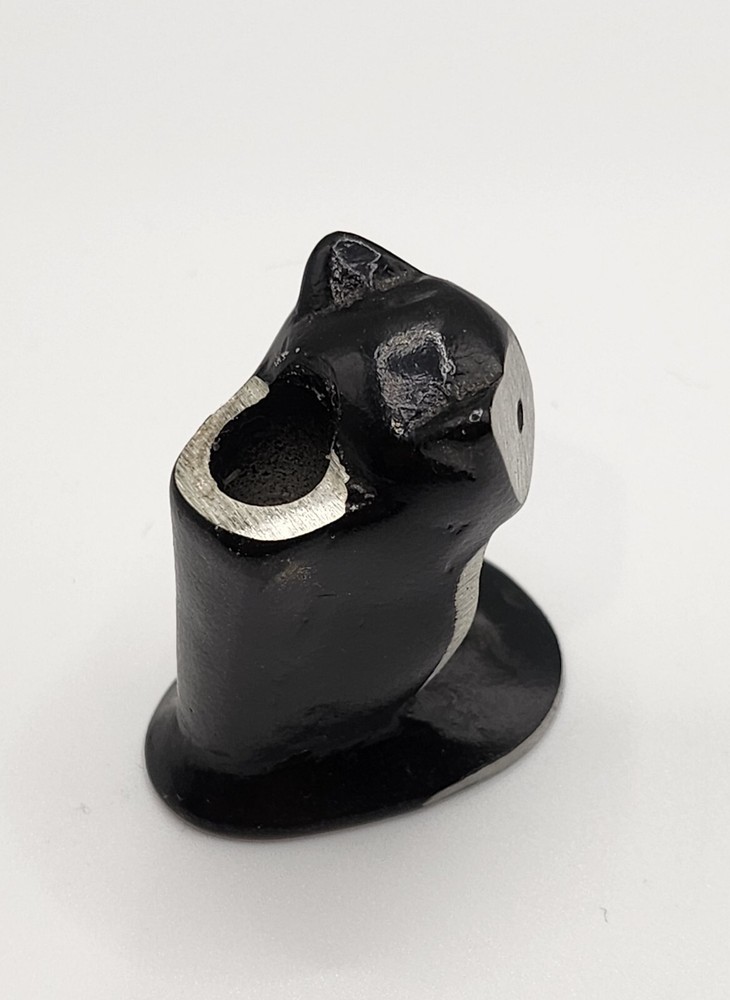 Vintage Black Silver Line Owl Metalware 1.5"