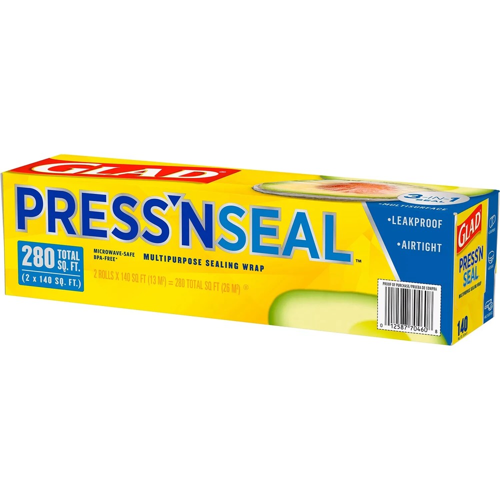 Glad Press'n Seal Plastic Food Wrap (140 sq. ft./roll, 2 rolls)
