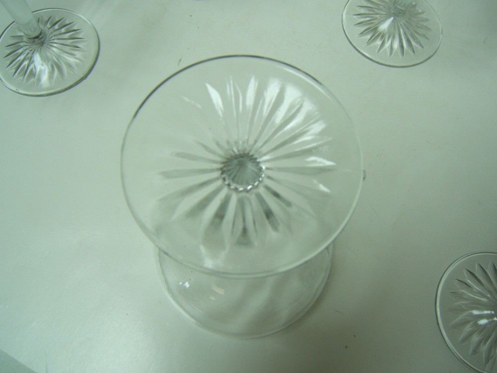 Lot of 9 Champagne Tall Sherbets Unknown Maker Ribbed Flea Bites