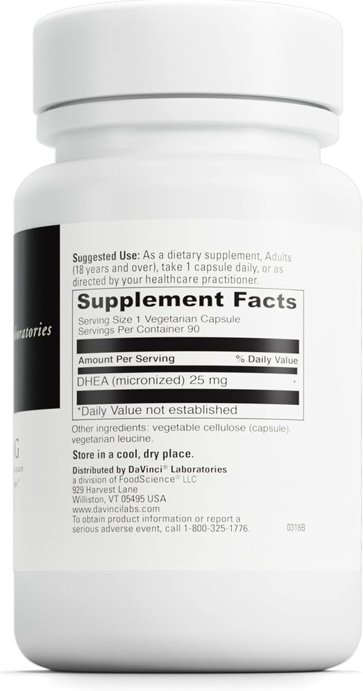 DAVINCI Labs Micronized DHEA 25 mg - Dietary Supplement to Support Immune System