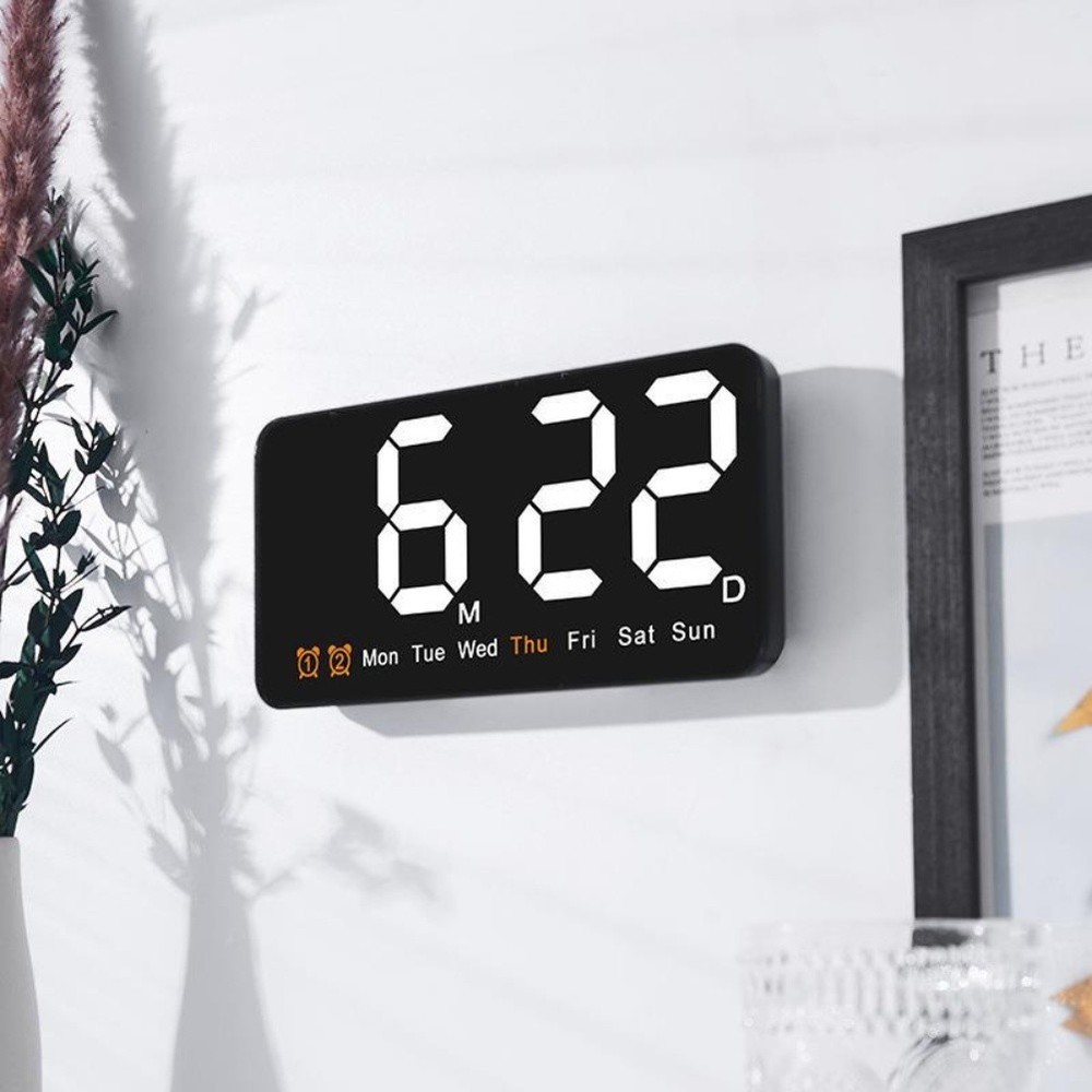 Digital Wall Clock with Large Display Date Week Time and Adjustable Brightness