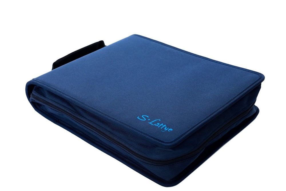 DVD CD Storage Case with Extra Wide Title Cover Pages for 192 cd case, Blue