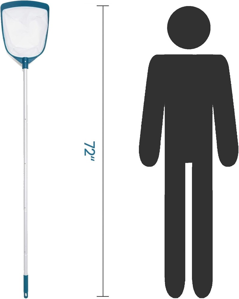 POOLWHALE Pool Leaf Net Skimmer with Adjustable Pole Fine Mesh for Pools Spas