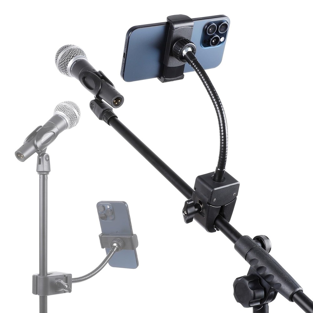 Mic Stand Phone Holder, Adjustable Phone Holder for Mic Stand