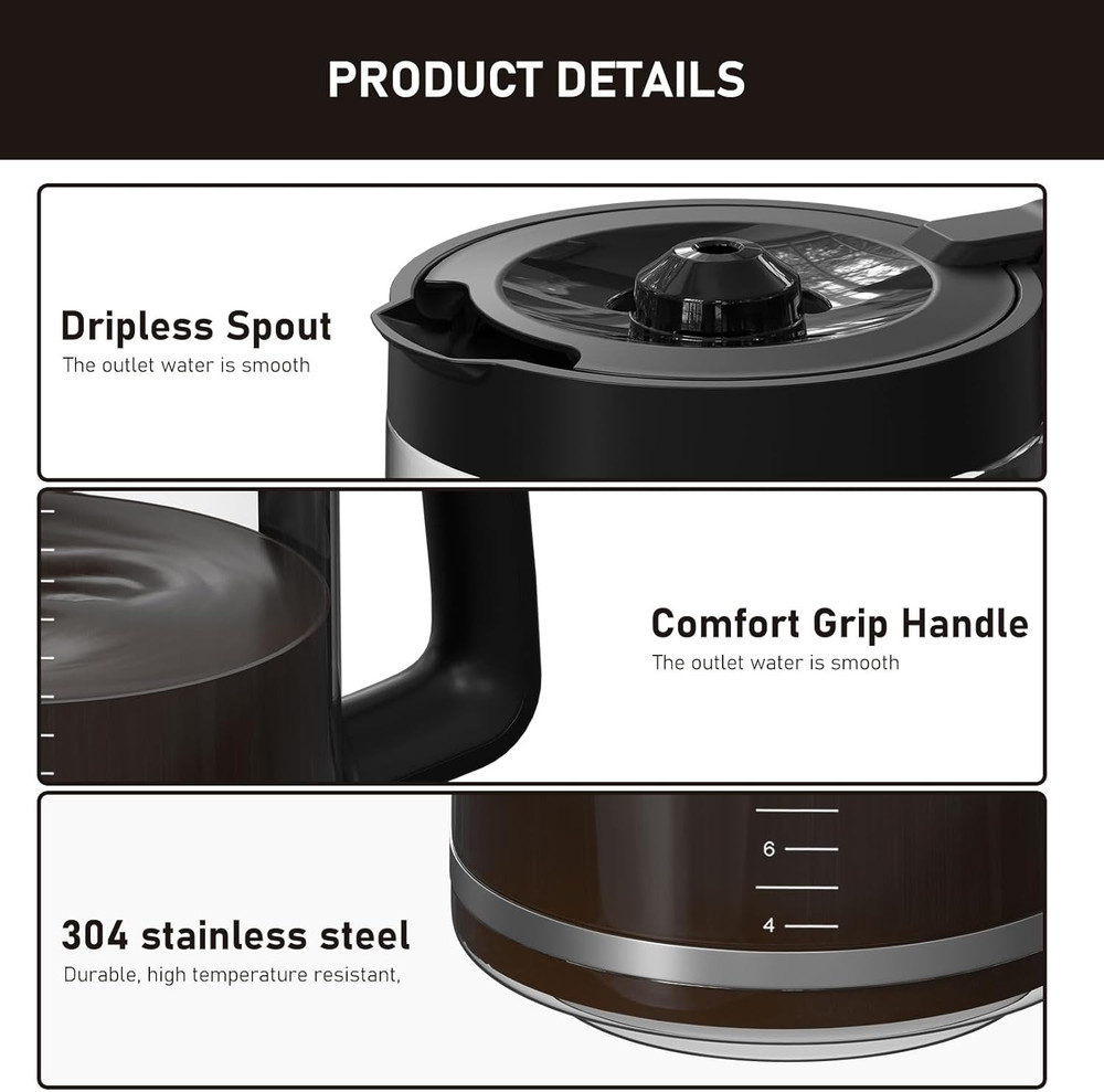 14-Cup Coffee Pot Replacement Carafe Compatible with Mr. Coffee 14-Cup Programma