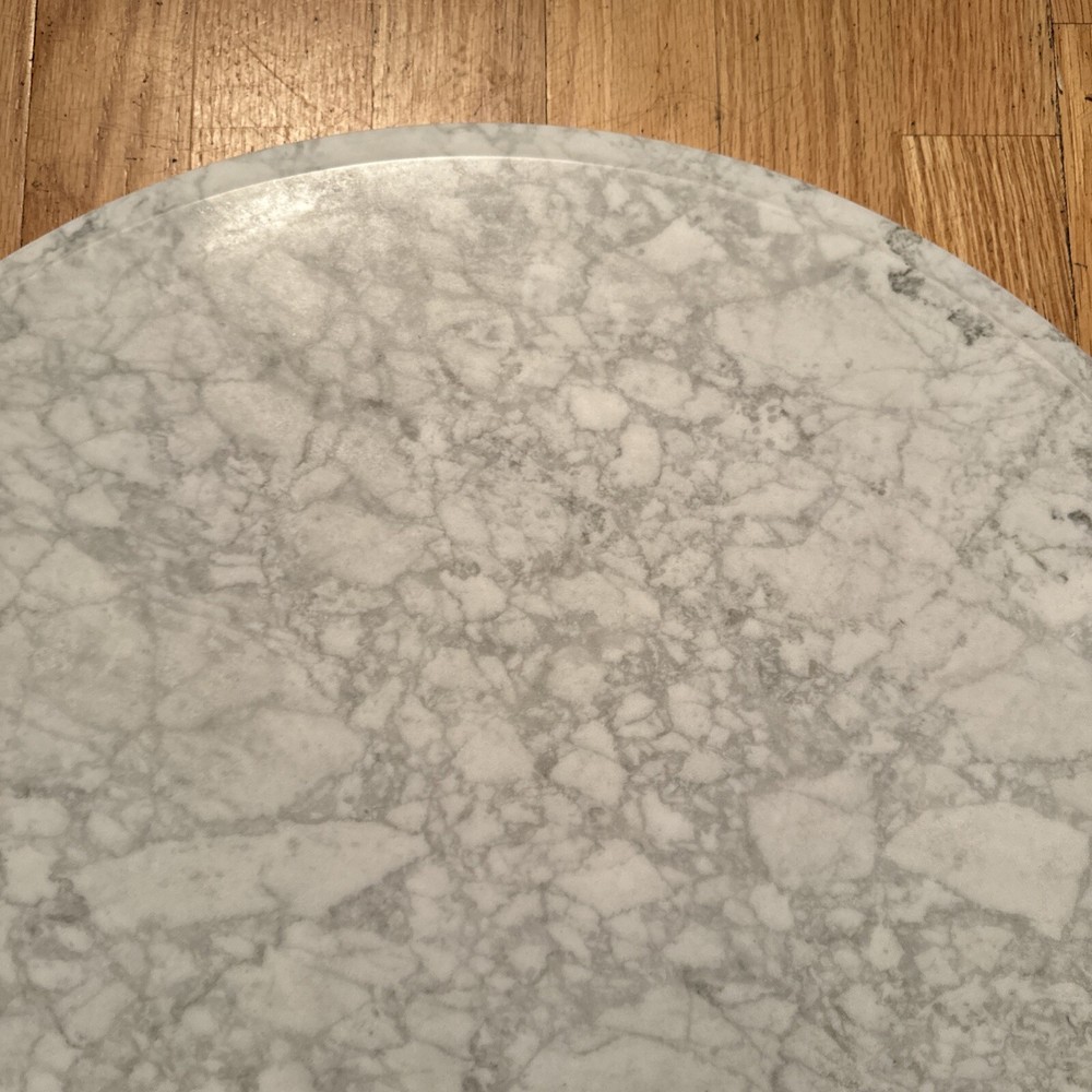 Vintage Solid Replacement 24” Marble Table Top (Italy) White & Gray Veining