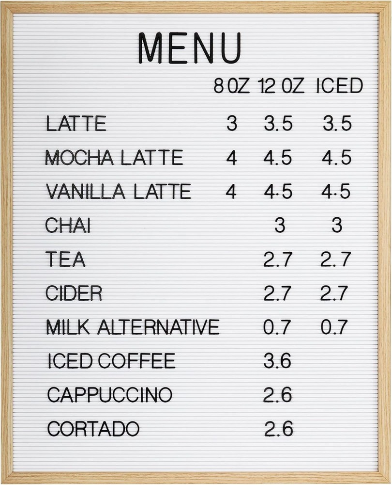 Large Letter Board � Premium Menu Board with Letters (White)