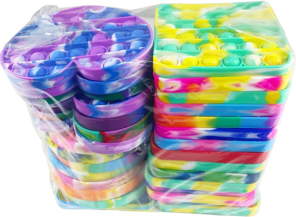 10pcs Random Silicone Tie-dye Push pop Bubble Fidget Toy, Autism Special Needs