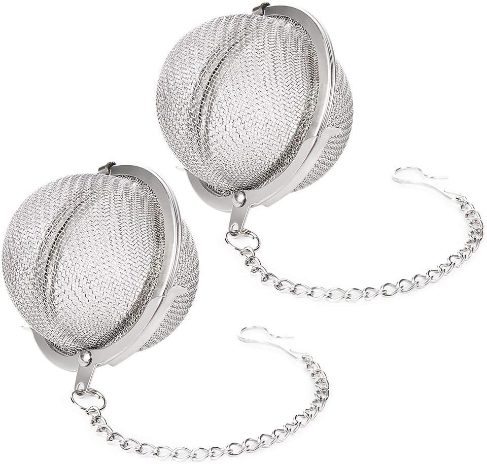 2PCS Stainless Steel Mesh Tea Infuser 2.1 Inch Tea Ball Strainer Tea Diffuser