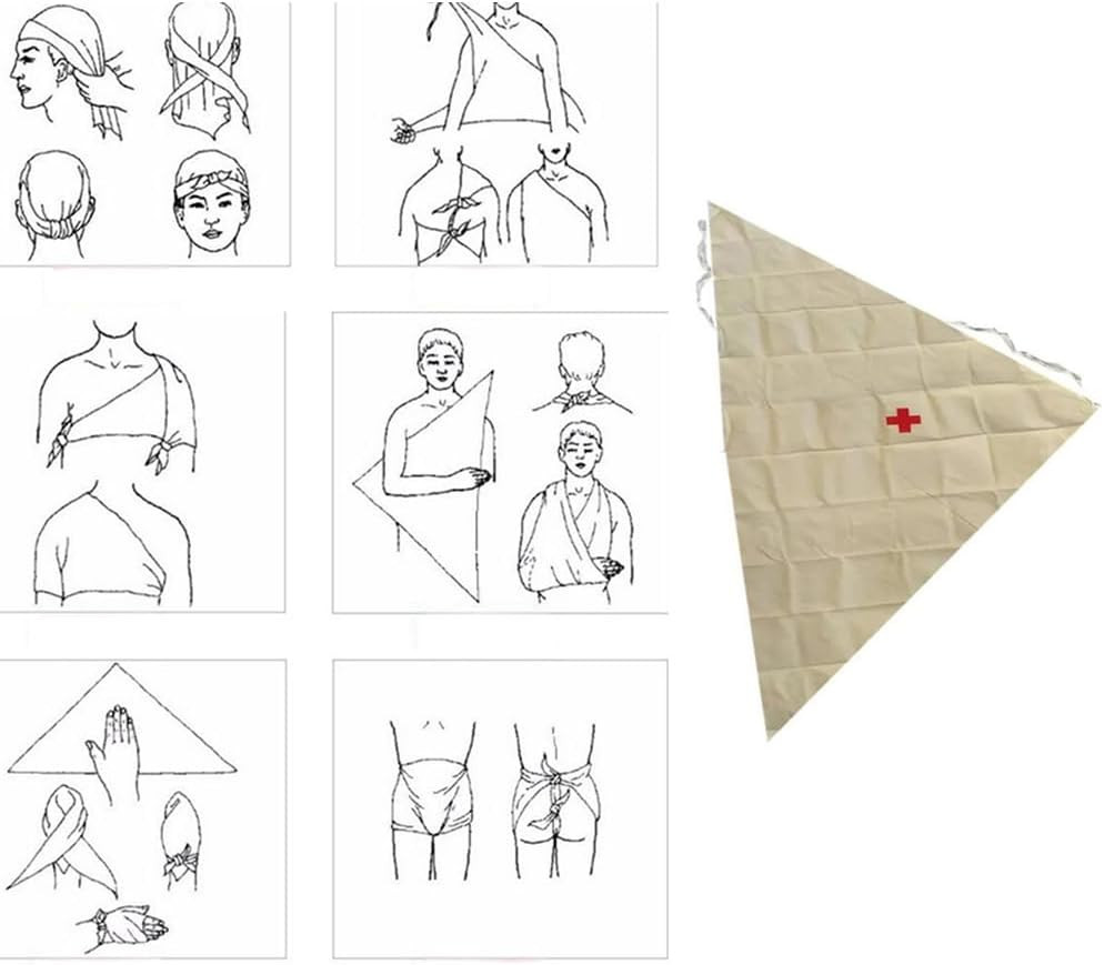 2 Pack First Aid Triangular Bandage with Red Cross Sign Fabric First Aid Triangl