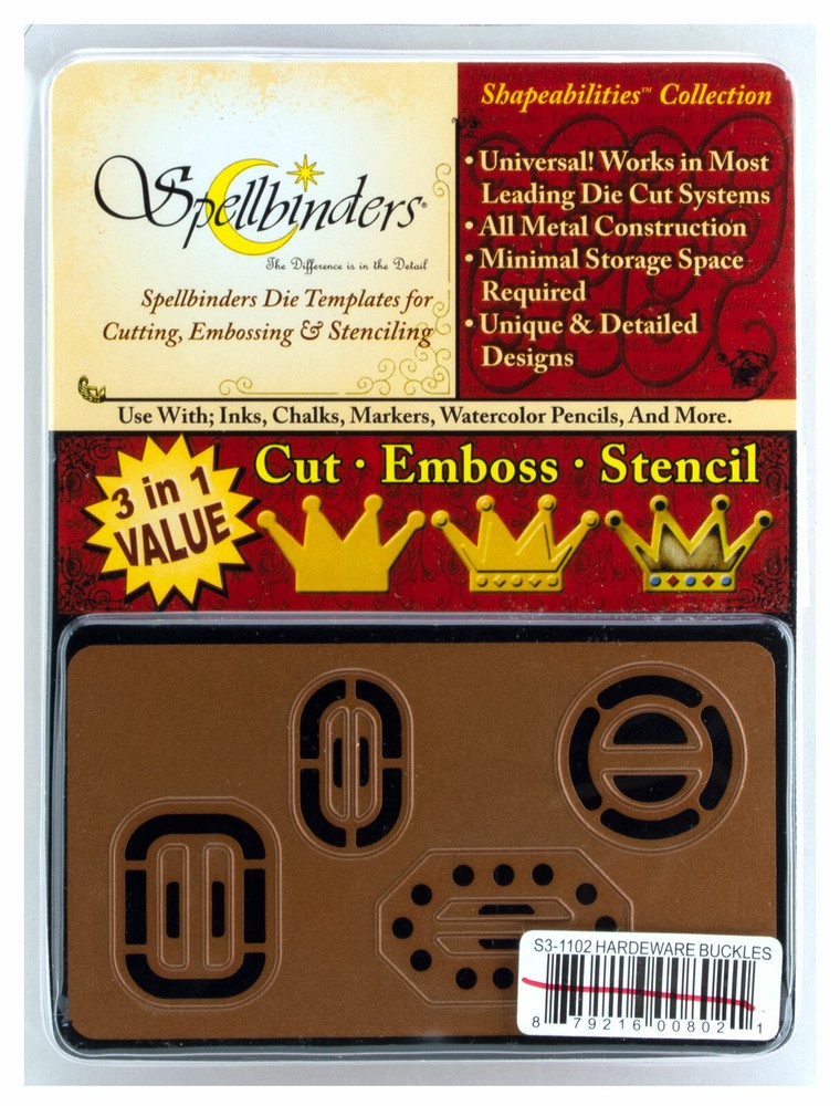 Spellbinders Shapeabilities Hardware Buckles Die Cut Emboss & Stencil Set