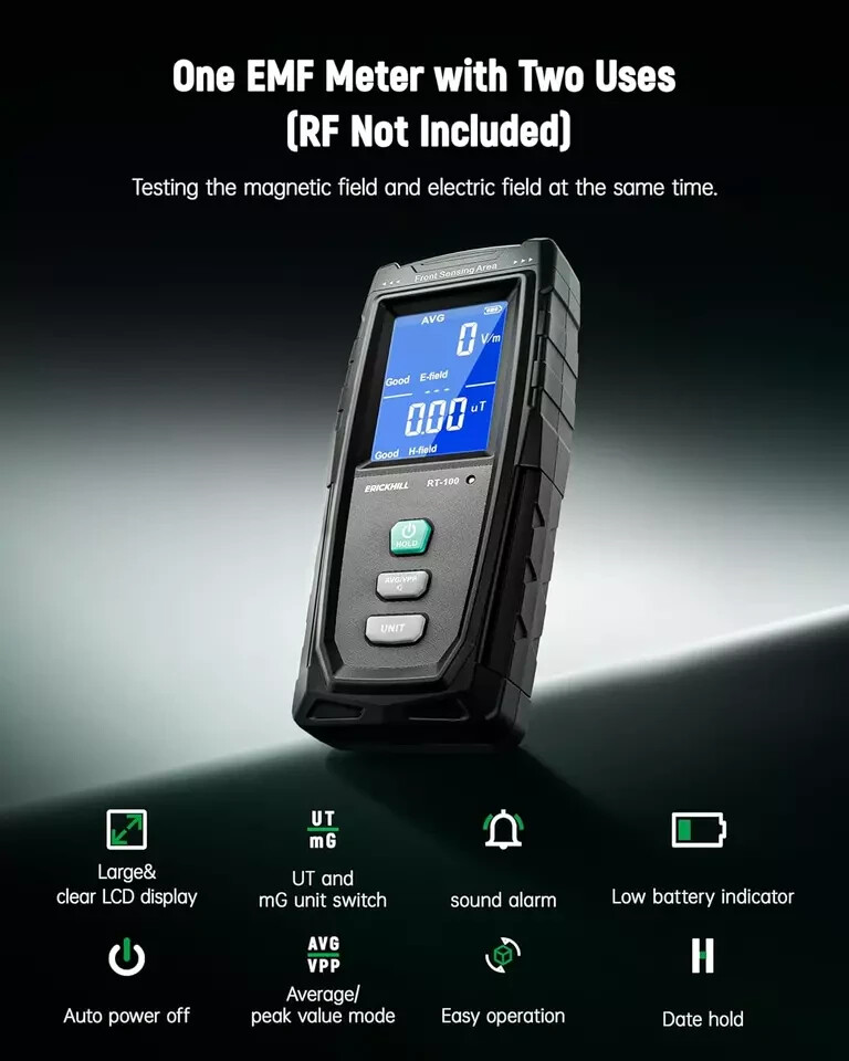 EMF Detector, Rechargeable Digital Electromagnetic Field Radiation Detector Hand