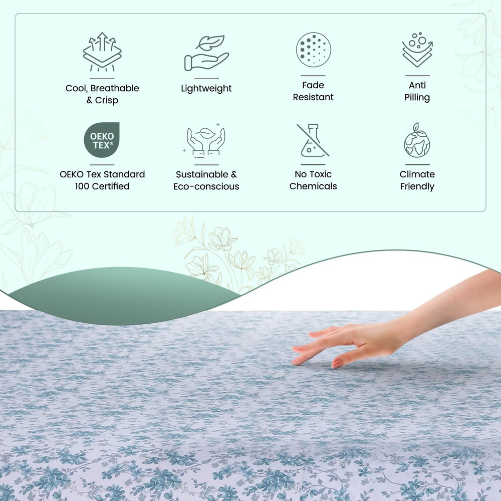 Feather & Stitch Softest 100% Cotton Sheets, 300 Thread Count Percale Weave Bedd